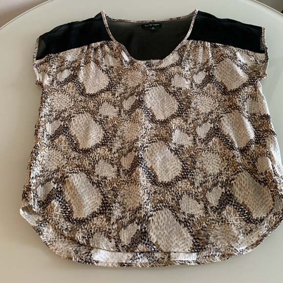 La Fee Verte sheer black and snake print top, size medium. - Picture 4 of 6